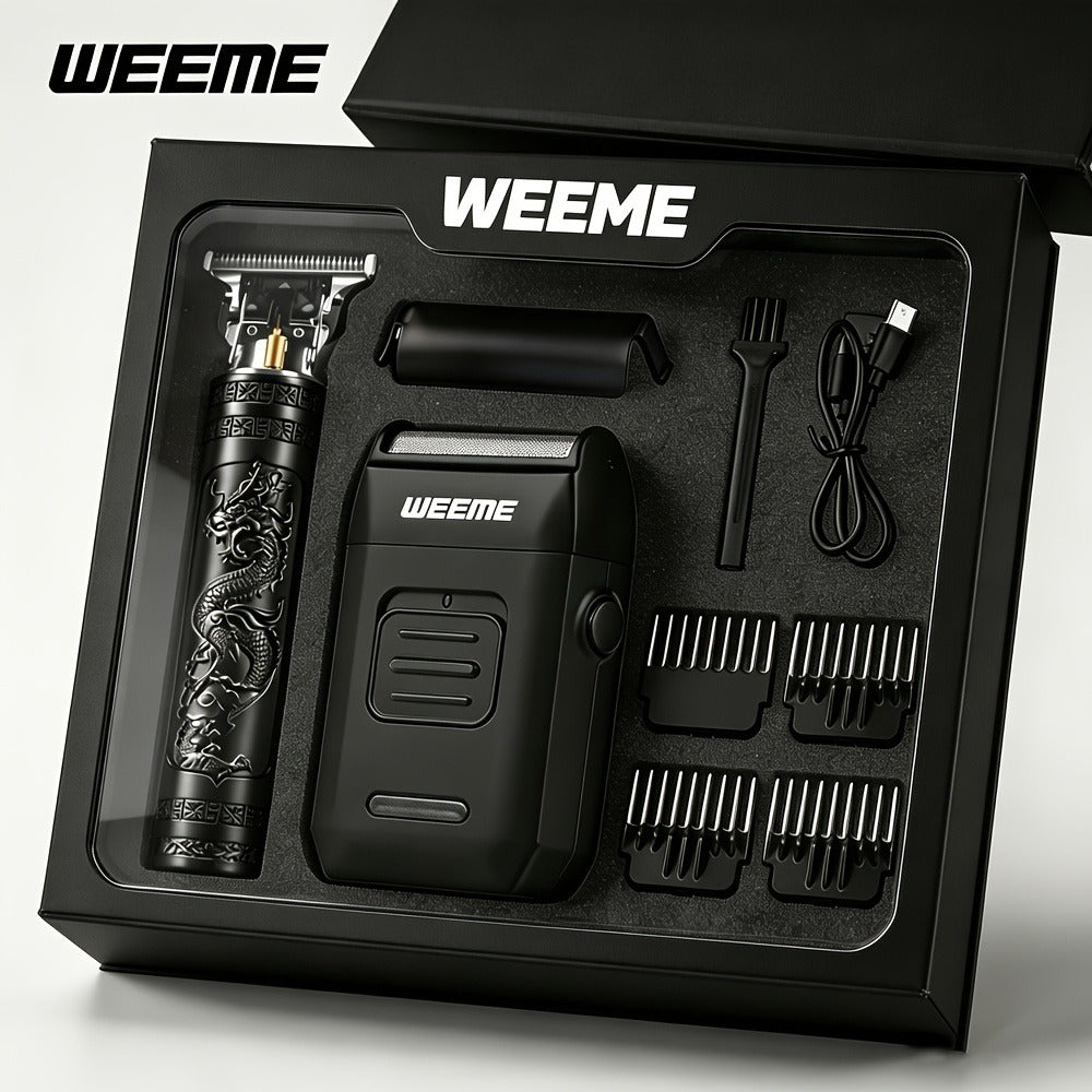Men's Professional Hair Clipper and Trimmer Set Wireless USB Rechargeable Hair Cutting Kit for Hair and Beard Precise Grooming Gift for Dad