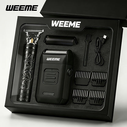 Men's Professional Hair Clipper and Trimmer Set Wireless USB Rechargeable Hair Cutting Kit for Hair and Beard Precise Grooming Gift for Dad