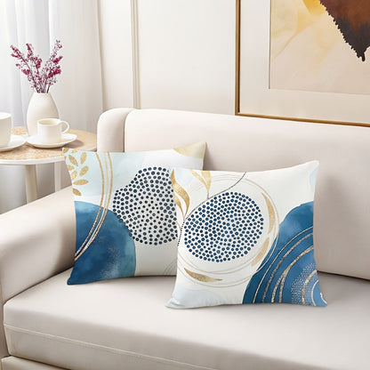 Navy and Gold Geometric Throw Pillow Covers, Four-Piece 18 x 18-Inch Polyester Set with Hidden Zippers