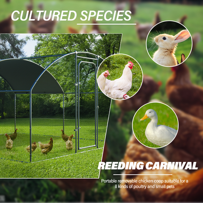 Walk-in Chicken Pen Large Metal Outdoor Poultry Enclosure Cover Yard Cage for Chickens Ducks Rabbits 3 Sizes Available