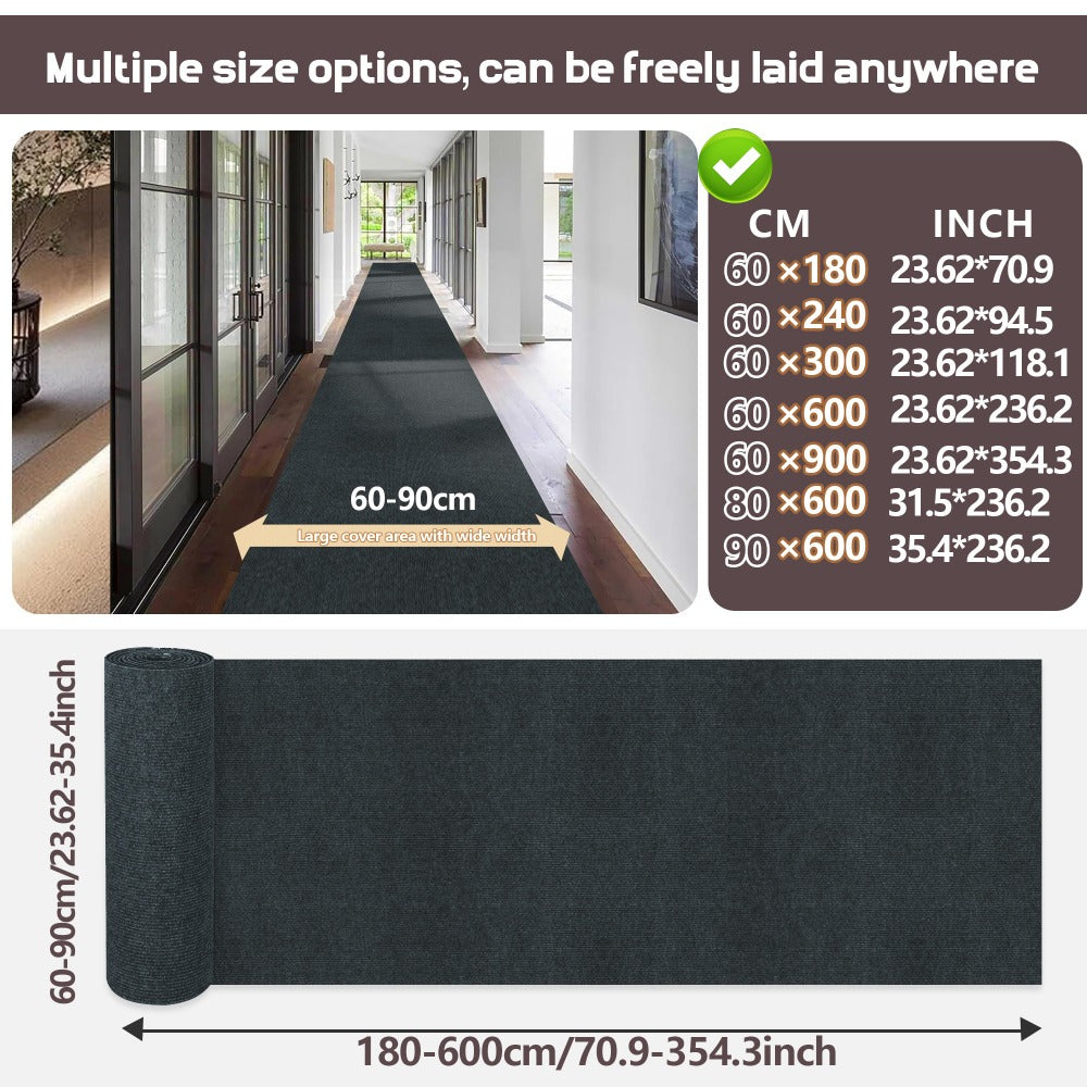 Solid-Color Stair and Hallway Runner, 23.62 in Wide with Five Colors and Up to Four Lengths