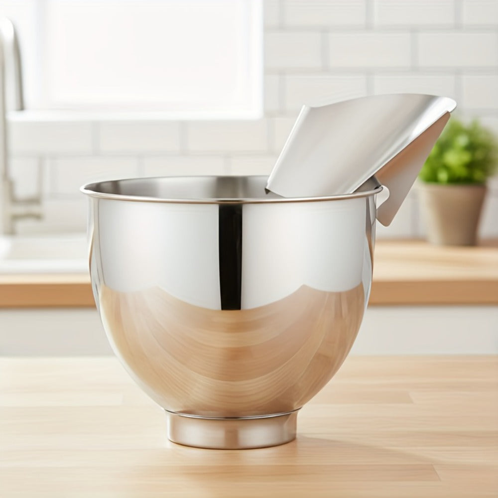 KitchenAid Pouring Chute Stainless Steel Stand Mixer Attachment – Universal Funnel Shield for Tilt-Head & Bowl-Lift 4.5-8 Qt