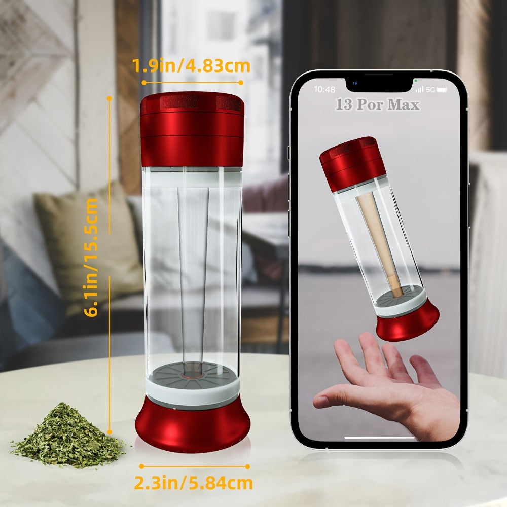 3-in-1 Herb Grinder with Cone Loader & Rolling Machine, Multifunctional Tobacco Grinder Blunt Joint Roller Filling Storage All-in-One