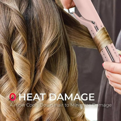 Two-in-One Airflow Hair Styler with Curved Plates, Five Temperature Settings and Pink or Black Finish