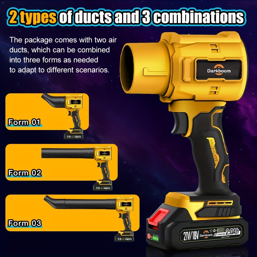 Cordless Handheld Leaf Blower and Air Duster Kit in Yellow or Blue with Two Batteries, Charger and Two Nozzles