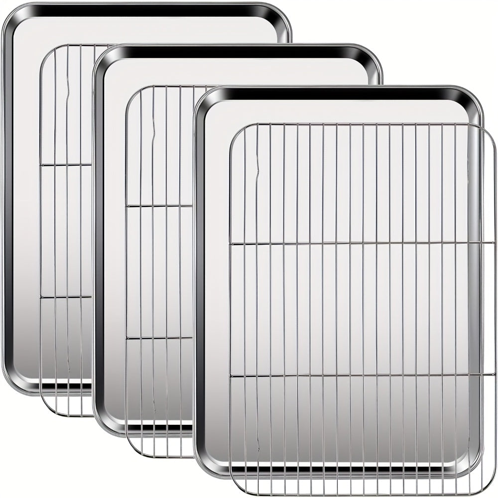Baking Sheet and Rack Set Stainless Steel Half Sheet Pan with Cooling Rack Rust Free for Cookie for Grilling, Camping and Outdoor Meals