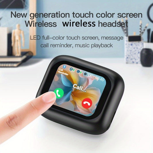 Touchscreen ANC Wireless Earbuds Full-Color Display, Noise Cancelling In-Ear with Charging Case for Sports Gaming Business