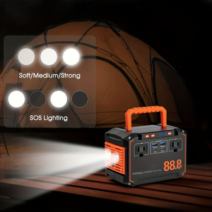 Portable Solar Generator Power Station 88.8Wh / 240Wh – 24000mAh, AC DC USB Ports, LiFePO4 Battery, for Camping RV CPAP Laptop Fan Emergency