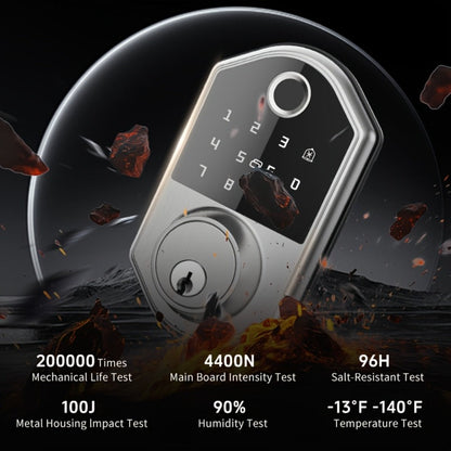 Smart Door Lock Deadbolt with Fingerprint PIN Key and Card or Cardless Black Silver Configurations