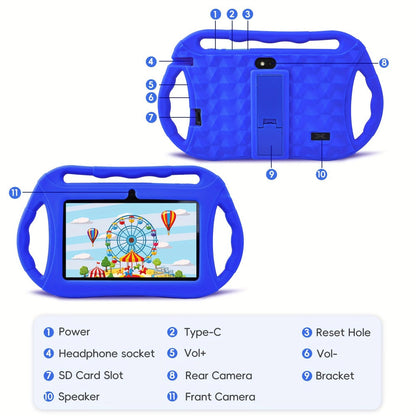 Kids Tablet 7 Inch with Android, 2GB RAM, 32GB Built-In Storage, IPS Display and Pink or Dark Blue Options