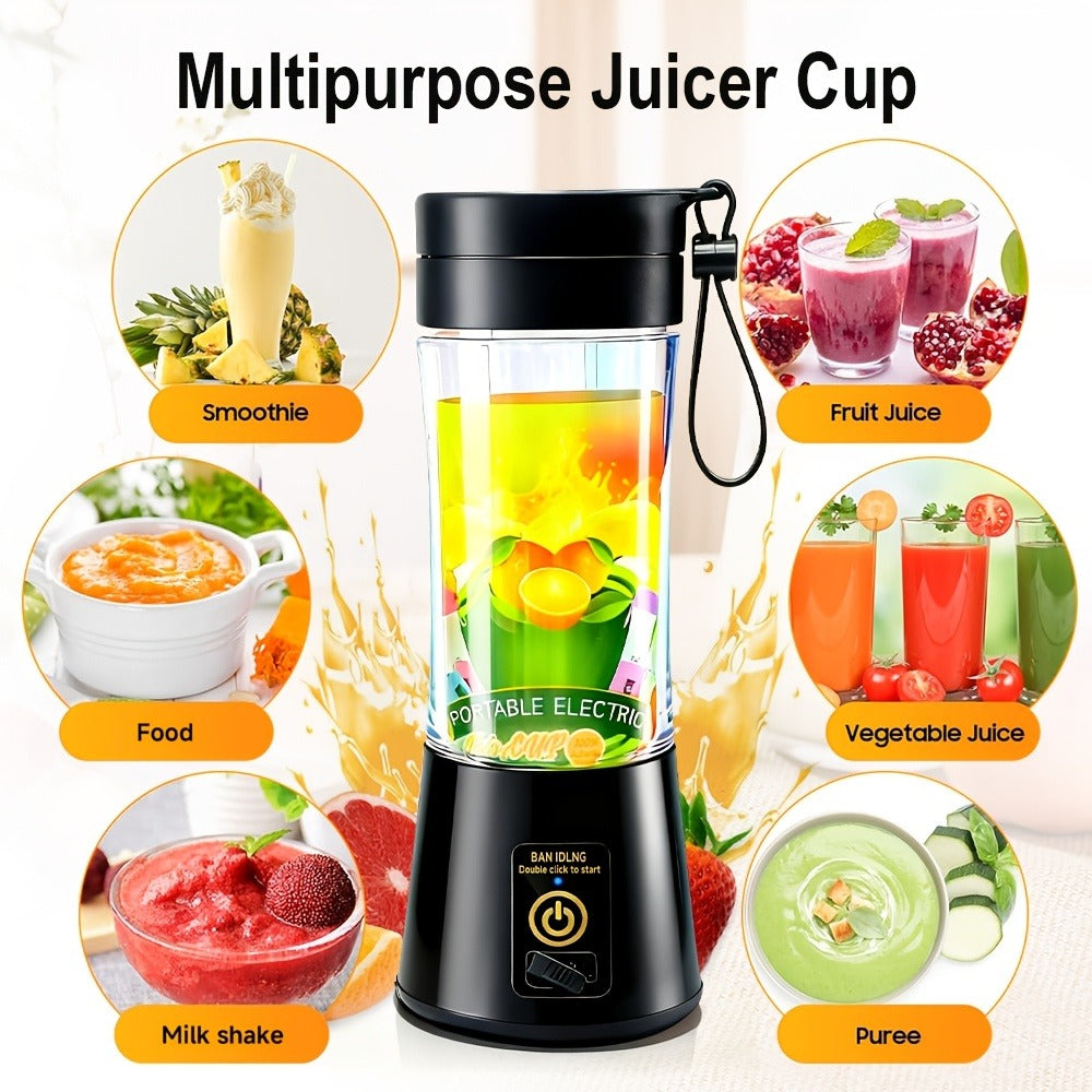 12.85-Ounce Six-Blade Slim Portable Blender Cup with Rechargeable Base and Five Color Options