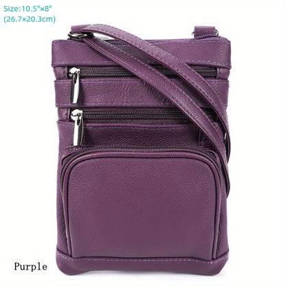 Genuine Leather Shoulder Bag for Women Men Soft First-Layer Cowhide Crossbody Bag Multi-Pocket Messenger Bag 3 Sizes Fits Smartphone Tablet