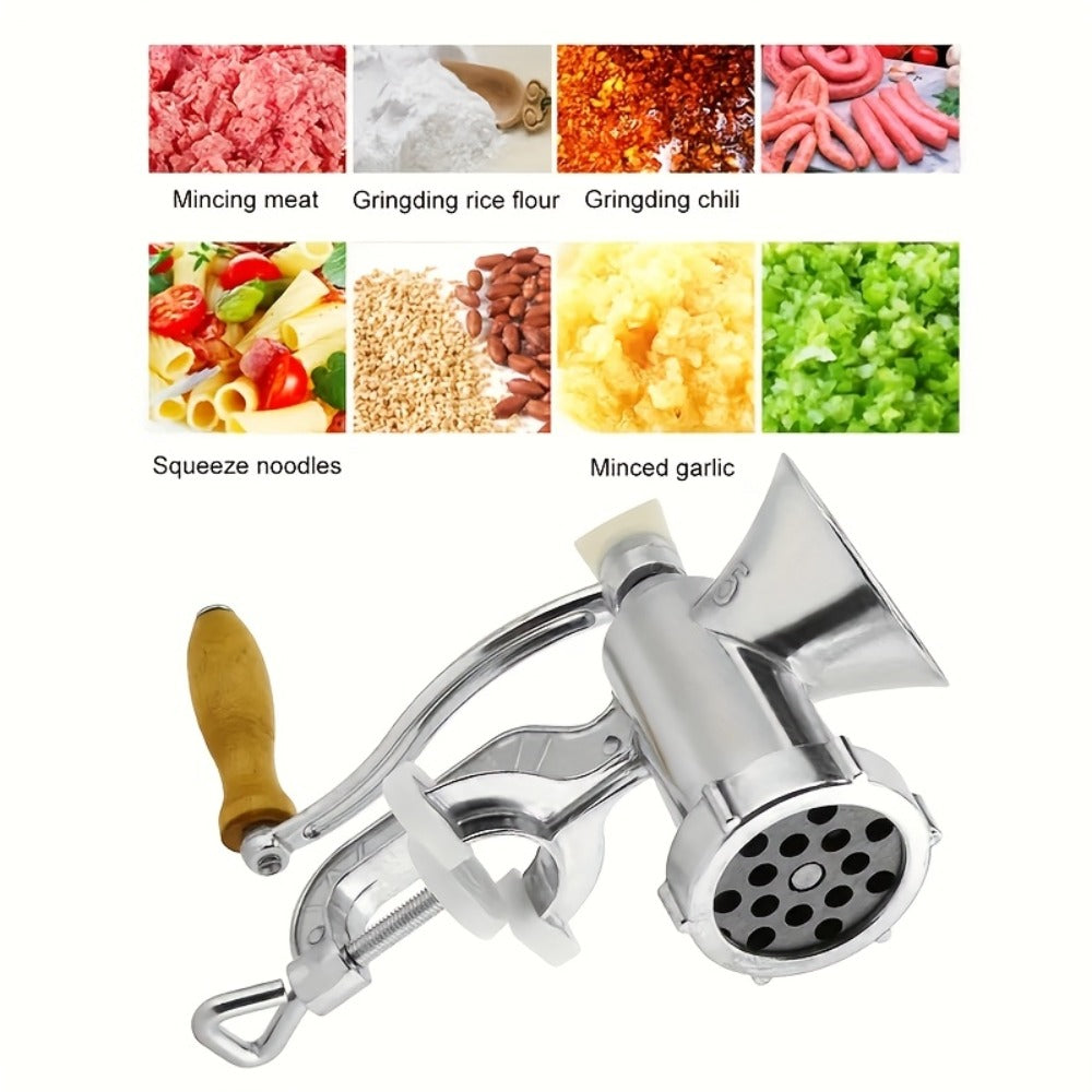 Manual Meat Grinder Hand Crank - Stainless Steel Mincer & Sausage Maker for Home Kitchen for Home Cooking, Dining and Outdoor Meals