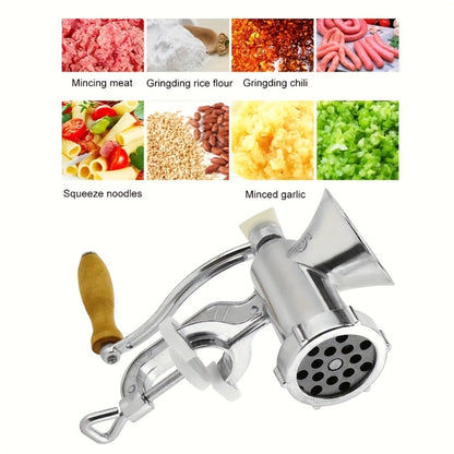 Manual Meat Grinder Hand Crank - Stainless Steel Mincer & Sausage Maker for Home Kitchen for Home Cooking, Dining and Outdoor Meals