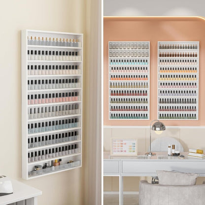 Wall Mount Nail Polish Rack Organizer 6 or 10 Tier with Acrylic Baffle Salon Display Shelf for Gel Polish