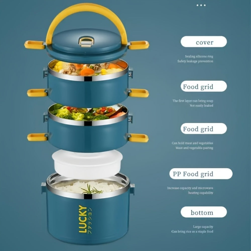 Insulated Lunch Box Set Stainless Steel – Large Leak Proof Bento Container with Thermal Bag and Cutlery