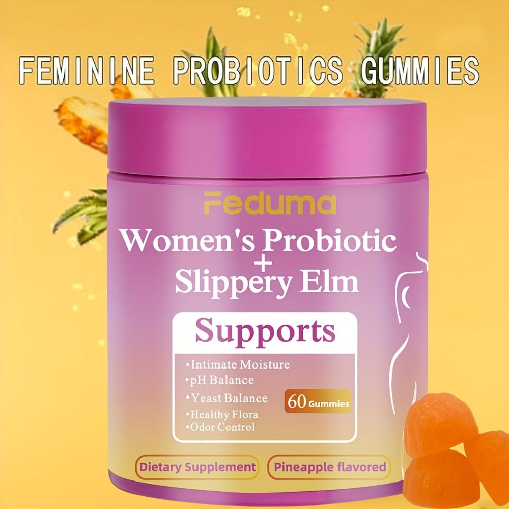 Women's Probiotic Gummies for Vaginal Health & Intimate Balance, 60 Count Pineapple Flavor, Supports Healthy Flora