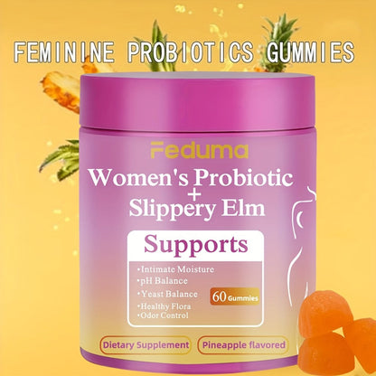 Women's Probiotic Gummies for Vaginal Health & Intimate Balance, 60 Count Pineapple Flavor, Supports Healthy Flora