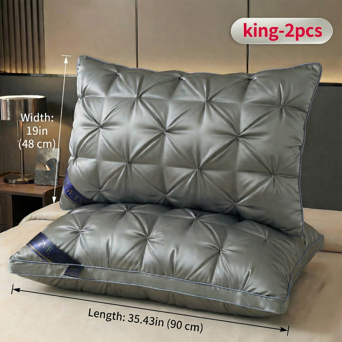 Luxury Hotel Pillows 2PCS, Cool Breathable Pillow Insert, Fluffy Resilient Neck Support, Comfortable Sleeping Pillow
