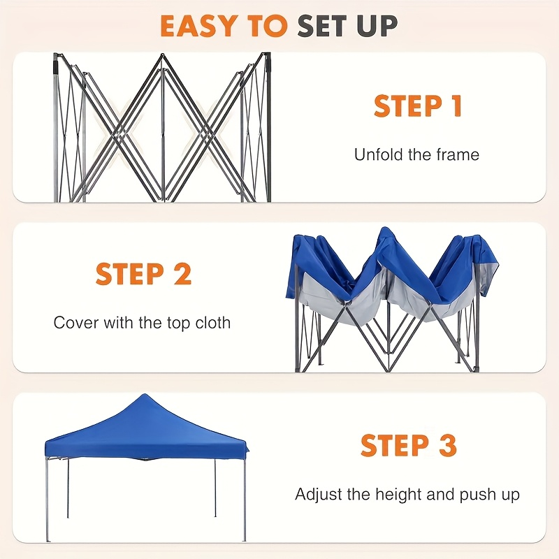 Open-Sided 10x10ft Pop-Up Canopy Tent with Peaked Fabric Top, Carry Bag and Blue or Red Finish