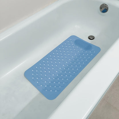 Textured Suction-Cup Shower Mat with 69 × 36 cm Size, Drain Holes and Blue or Gray Color Options