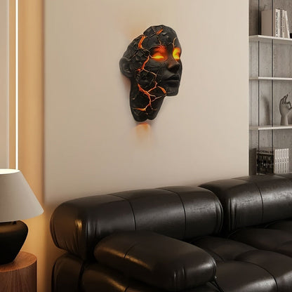 3D Wall Lamp Shattered LED Night Light Broken Face Moving Effect, Gothic Plug-In Wall Decor Light for Bedroom