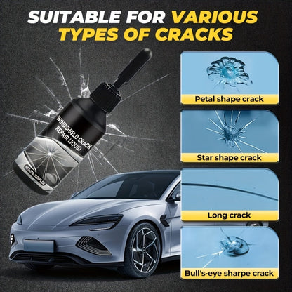 Windshield Repair Kit Nano UV Resin 15-Minute Fix for Bullseye Star Spider Cracks Scratches – DIY Car Glass Crack Repair Fluid with Suction