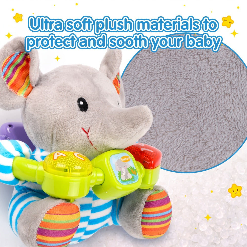 Musical Elephant Plush Toy with Music & Light, Soothing Stuffed Animal for Baby Toddler Boys Girls