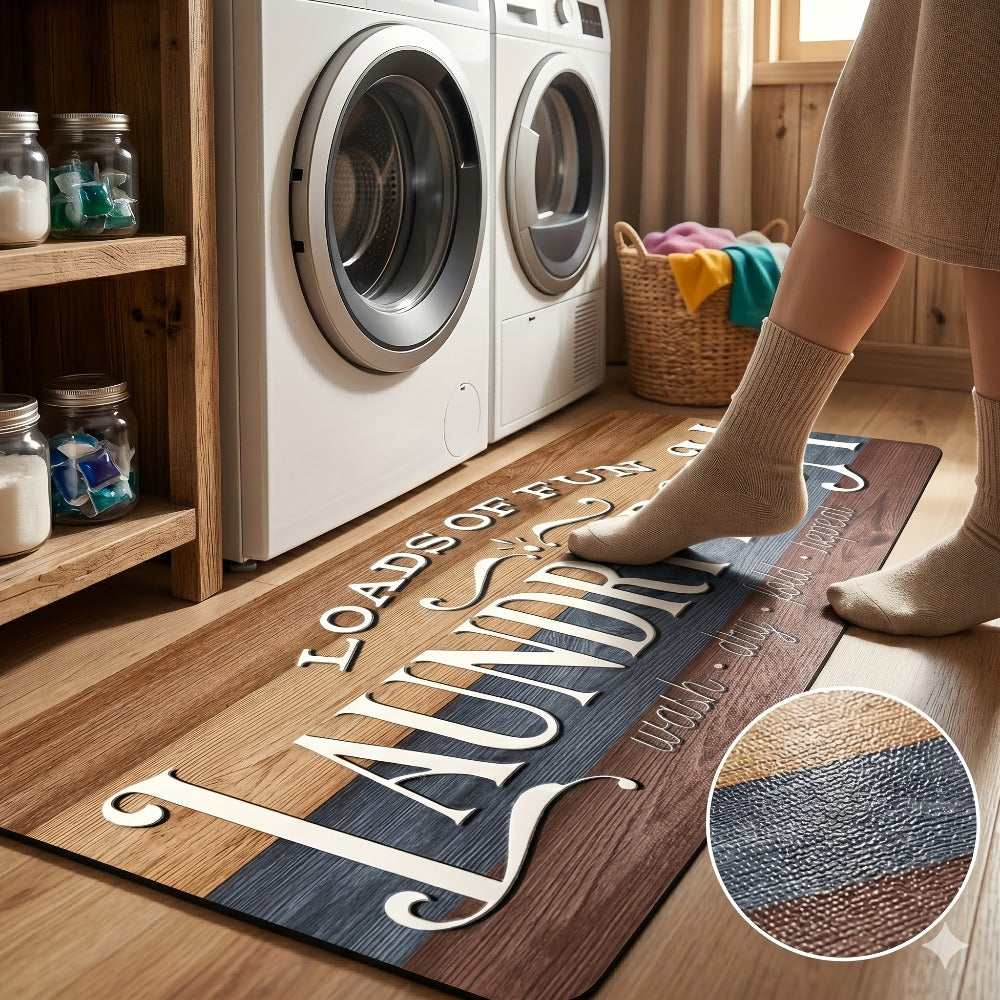 Farmhouse Laundry Room Runner Rug – Retro Kitchen & Bathroom Mat, Anti-Slip Floor Runner for Laundry Room