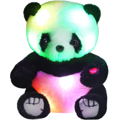 Light Up Panda Stuffed Animal Plush Toy 8 & 12 Inch with LED Glow, Cute Panda Bear Hugging Toy