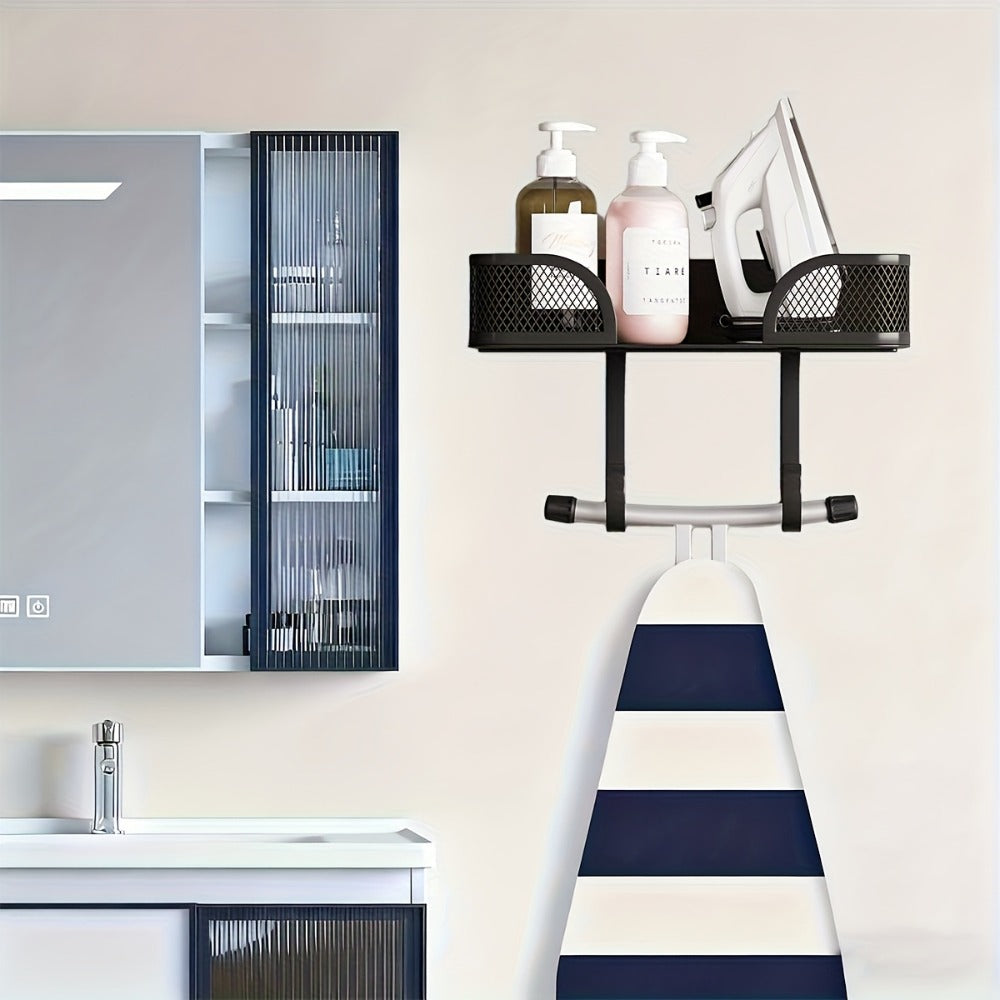 Iron Storage Rack Wall Mounted Carbon Steel Heat Resistant Ironing Board Holder Space Saving for Entryways, Bedrooms and Living Spaces
