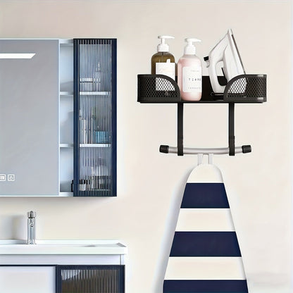 Iron Storage Rack Wall Mounted Carbon Steel Heat Resistant Ironing Board Holder Space Saving for Entryways, Bedrooms and Living Spaces