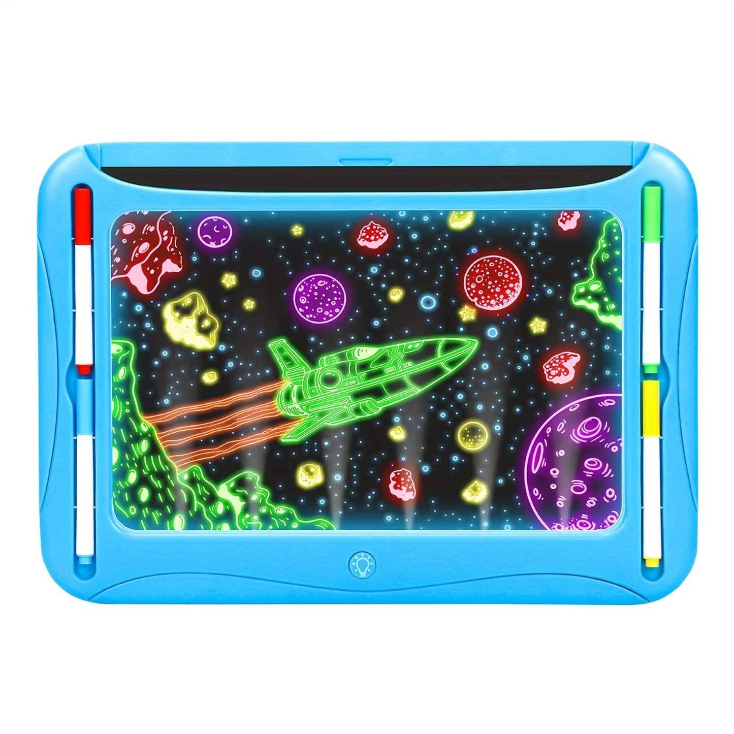 LED Light Up Drawing Board for Kids, 9 Double-Sided Tracing Cards 6 Markers Glow Doodle Travel Art Toy for Girls Boys Ages 3-8