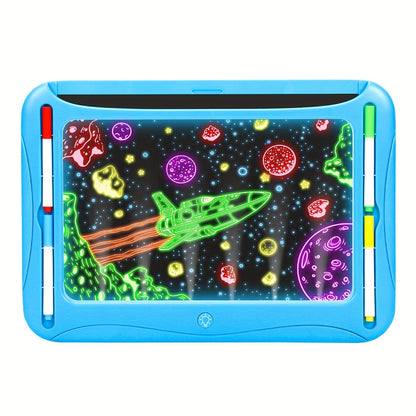 LED Light Up Drawing Board for Kids, 9 Double-Sided Tracing Cards 6 Markers Glow Doodle Travel Art Toy for Girls Boys Ages 3-8