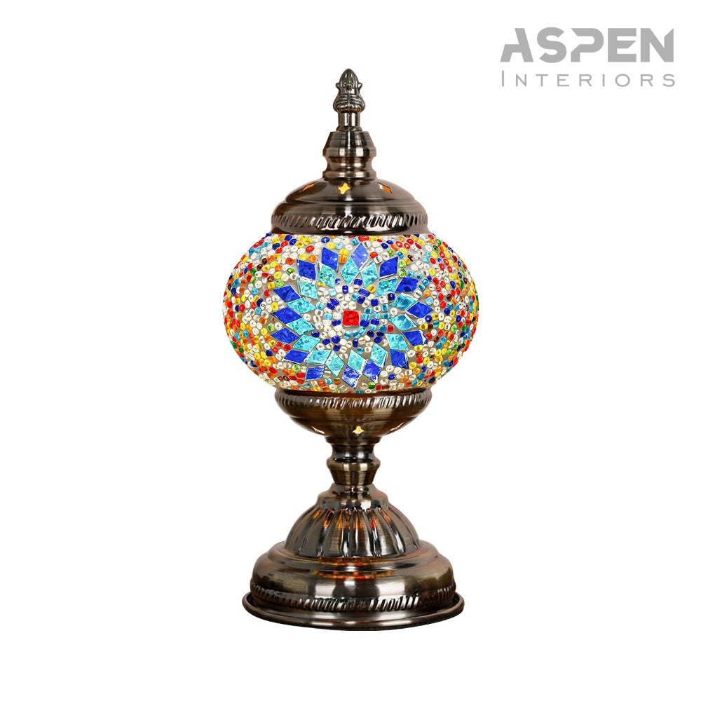 DIY Mosaic Lamp Kit Handmade Glass Table Lamp, Colorful Stained Glass Bedside Night Light with Antique Bronze Base