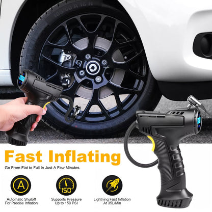 Portable Air Compressor 5200mAh – Wireless Rechargeable Tire Inflator with Digital Pressure Gauge for Car, Bicycle & Ball, Auto Shut-Off