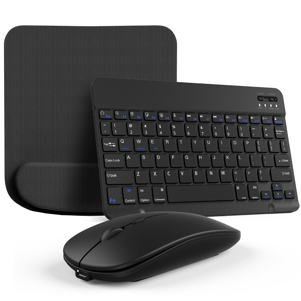 Wireless Keyboard and Mouse Combo with Mouse Pad, Silent 2.4G USB Full Size Keyboard Mouse Set for PC Laptop Mac Desktop