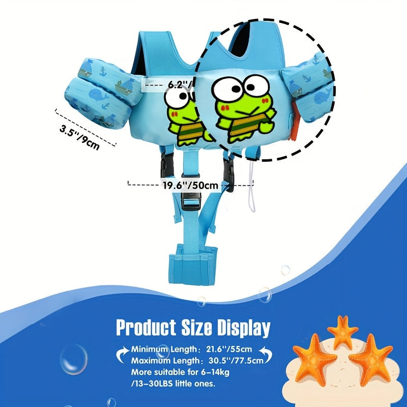 Kids Swim Vest Toddler Swimming Floatie Jacket with Adjustable Straps – Sanrio Keroppi Design, Nylon Material