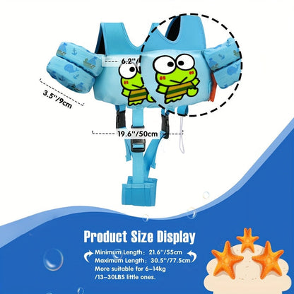 Kids Swim Vest Toddler Swimming Floatie Jacket with Adjustable Straps – Sanrio Keroppi Design, Nylon Material