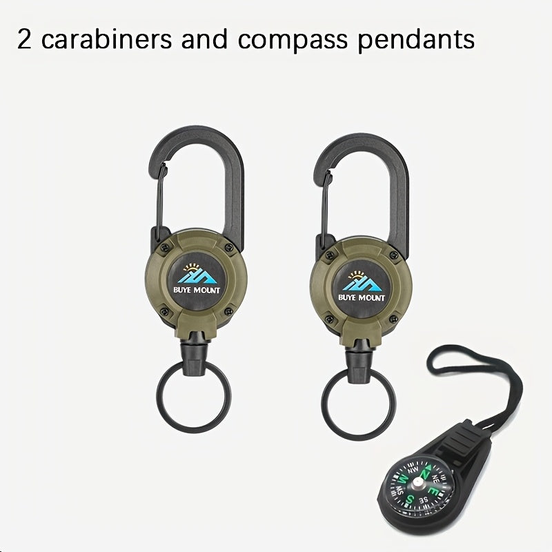 Tactical Retractable Keychain 2-Pack – Heavy Duty 23-Inch Steel Wire Rope with Lanyard, Multi-Tool Badge Holder & ID Clip for Camping