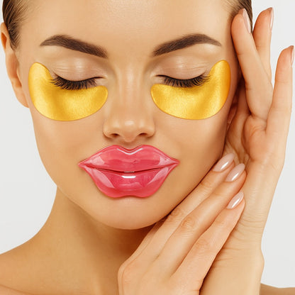 Hyaluronic Acid Eye & Lip Mask Patches, Overnight Sleeping Mask Set for Deep Moisture, Anti-Dry, Plumping & Smoothing