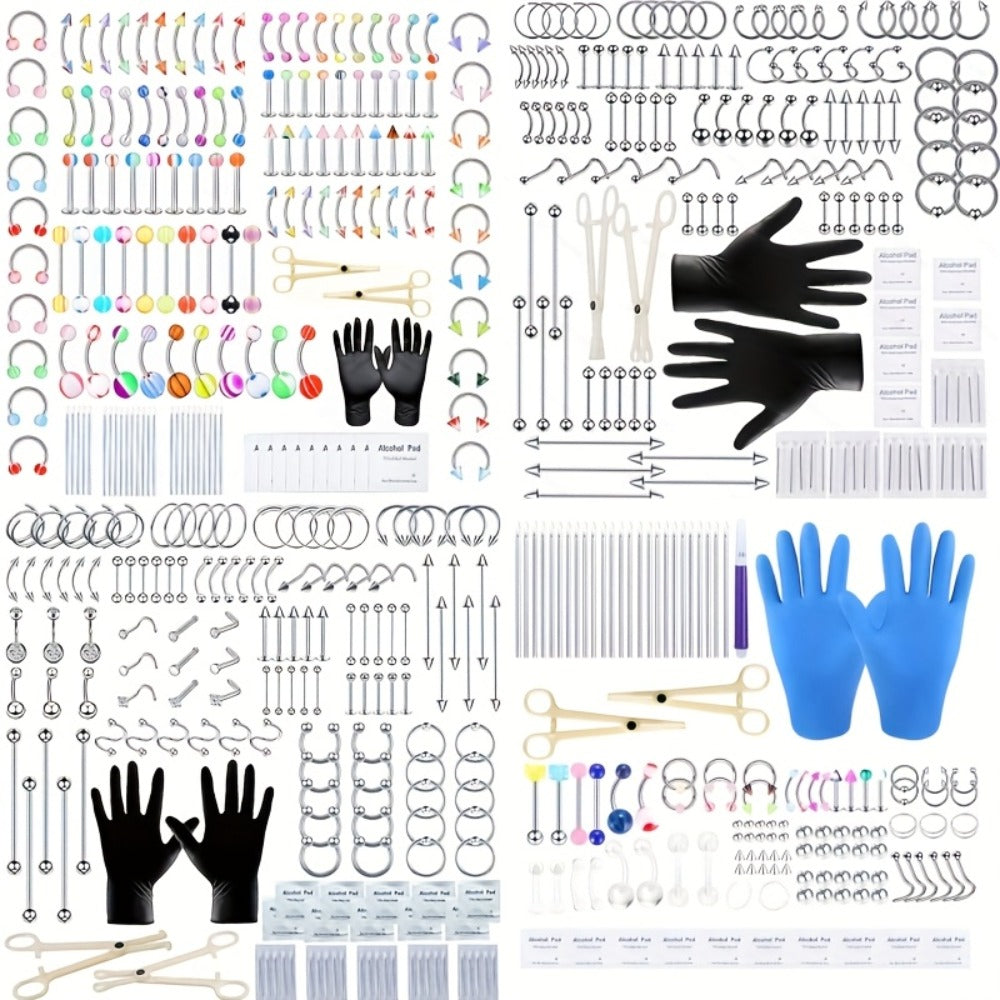 Piercing Kit Stainless Steel Random Set for Makeup, Travel and Everyday Vanity Use, with the Listed Configuration