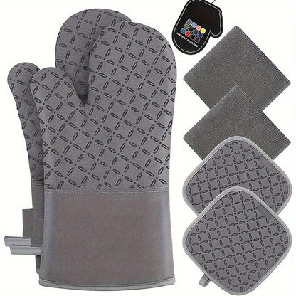 Oven Mitts and Pot Holders Set 6 Piece Heat Resistant Kitchen Gloves Cooking Mitts with Potholder