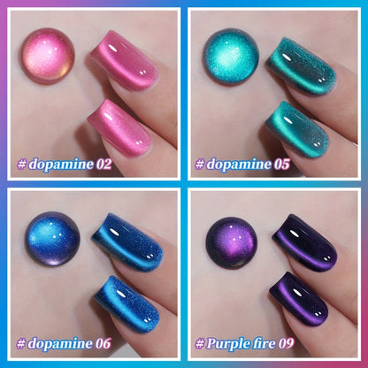 Gel Nail Polish 4-Color Interstellar Galaxy Magnetic Cat-Eye Set with Shimmer Finish and UV/LED Soak-Off Cure