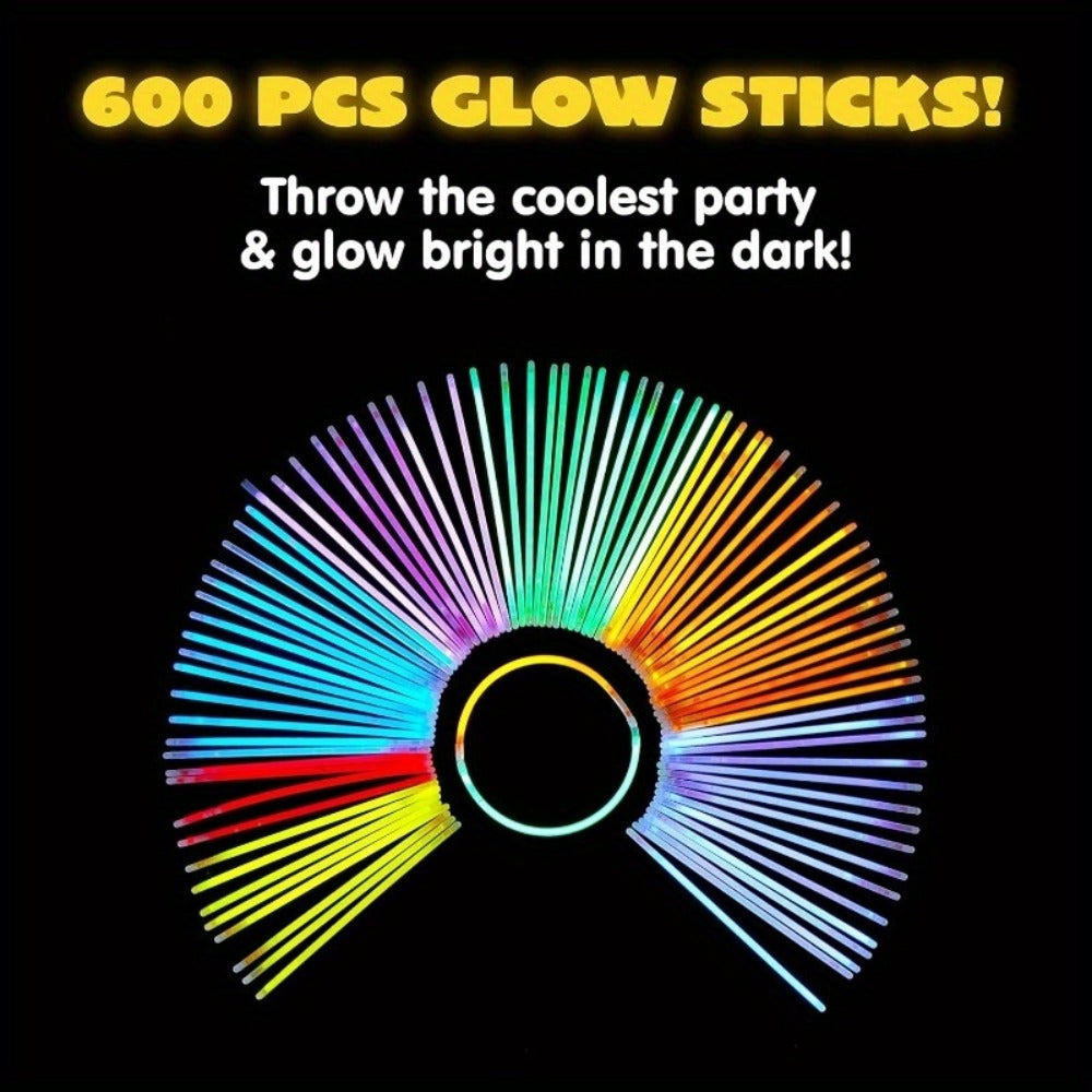 Glow Sticks Bulk 300 Pack 8 Inch Glow in the Dark Party Favors with Bracelet Connectors for Parties, Celebrations and Guest Favors