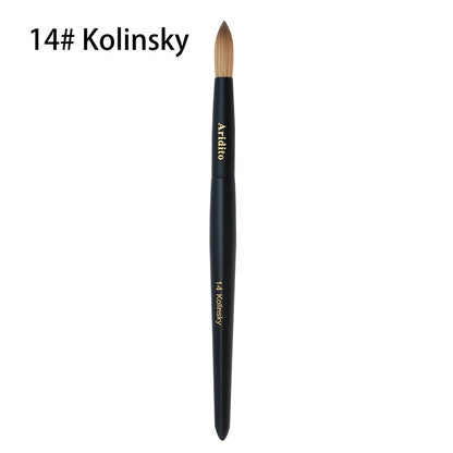 Kolinsky Nail Brush Round Head for Acrylic Extensions – Professional Black Wooden Handle Nail Art Brush with Genuine Kolinsky Hair Bristles