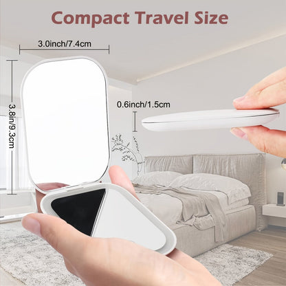 10X LED Lighted Compact Mirror USB Rechargeable 1X 10X Magnification Dimmable 3-Color Touch Screen – Double Sided Portable Travel Pocket