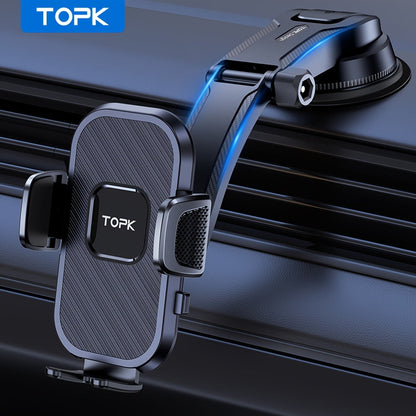 Dashboard Phone Mount with Adhesive Base, Adjustable Multi-Joint Arm and Black Spring-Grip Cradle