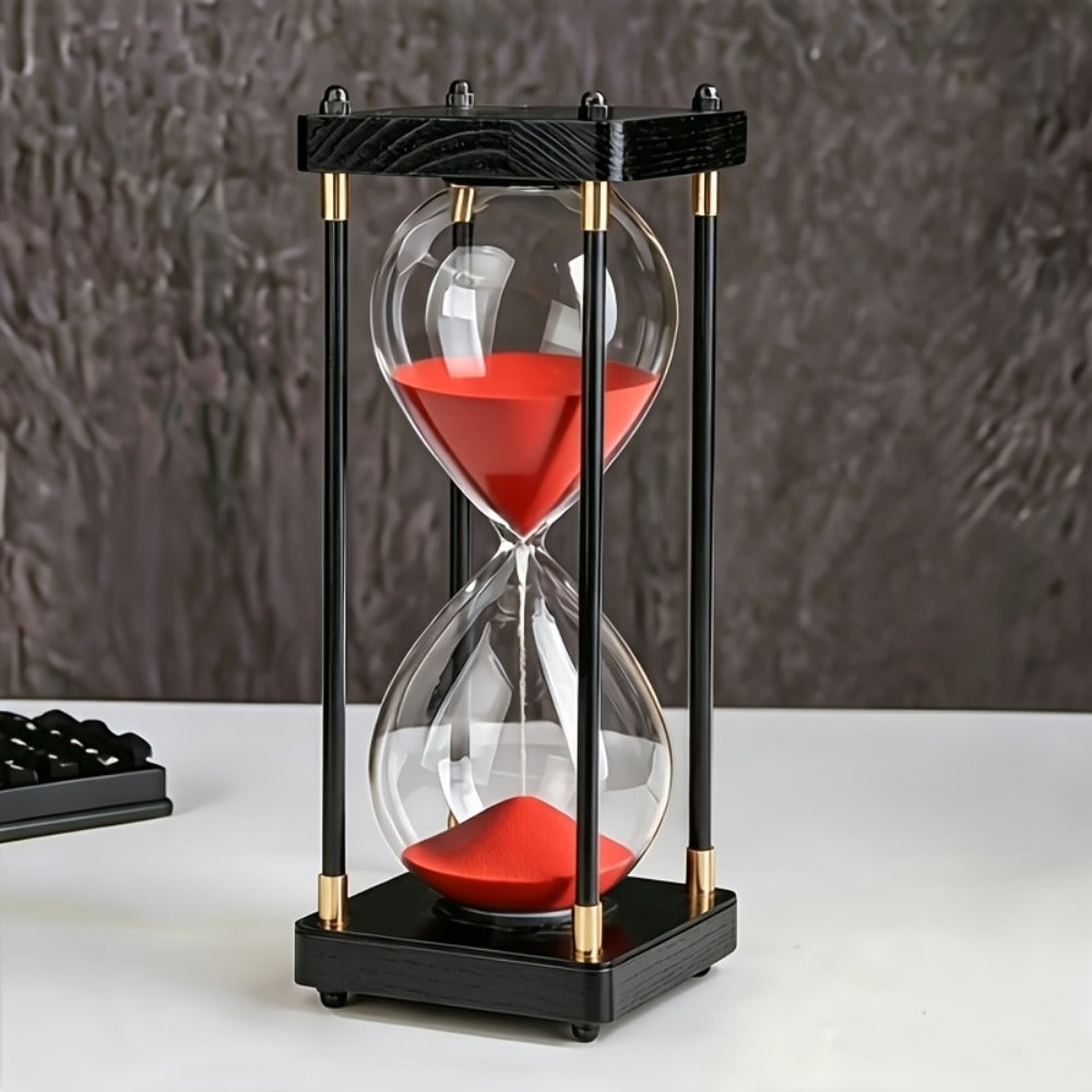 Hourglass Timer 60 Minute Wooden Sand Timer Decorative Glass – Vintage Home Decor for Kitchen, Office & Bedroom | Great Gift for Birthday
