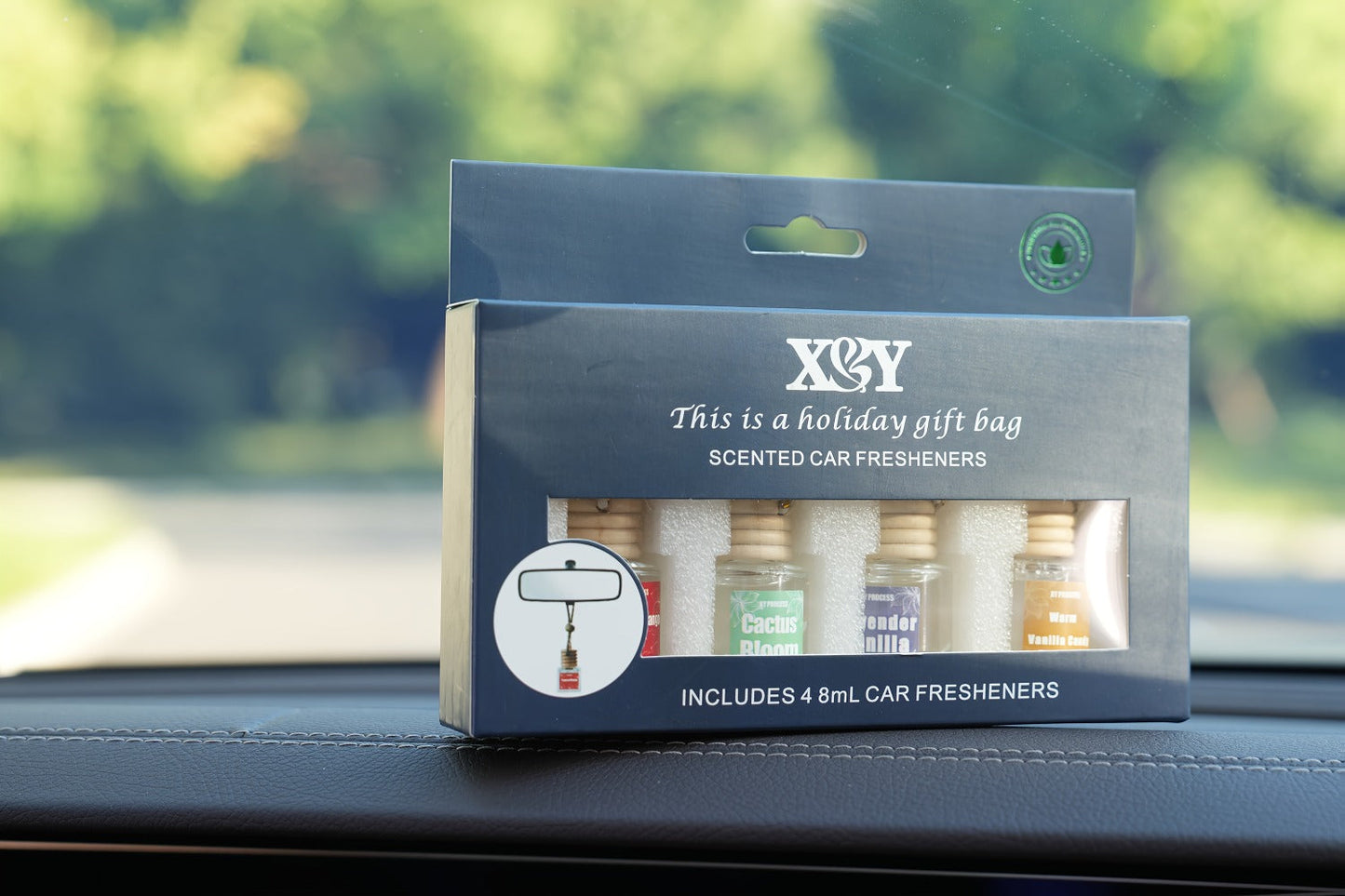 Car Air Freshener X&Y Four-Bottle Hanging Diffuser Gift Set with Eight available Style and Collection Options